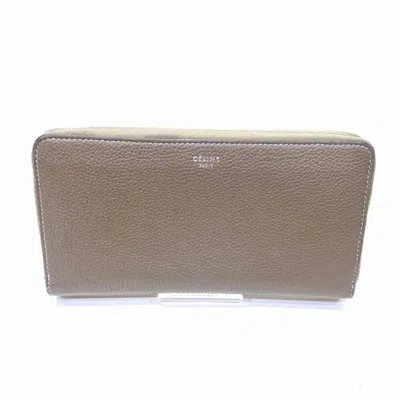 Pre-owned Celine Dark Gray Yellow Leather Long Wallet (bi-fold) ()