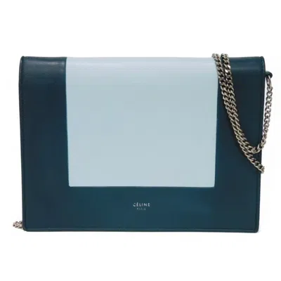 Pre-owned Celine Dark Green Light Blue Leather Clutch Bag Shoulder Bag ()