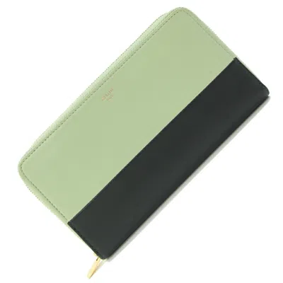 Pre-owned Celine Dark Green Light Green Leather Long Wallet (bi-fold) ()