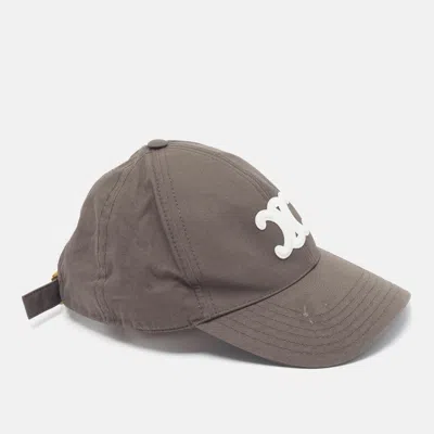 Pre-owned Celine Dark Grey Triomphe Baseball Cap S In Gray