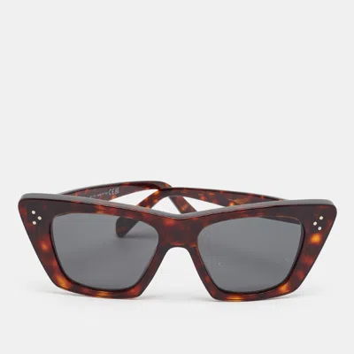 Pre-owned Celine Dark Havana Cl40187i 3 Dots Cat Eye Sunglasses In Brown