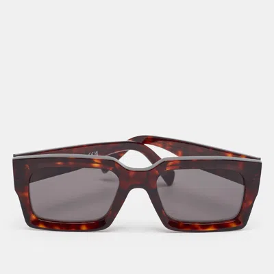 Pre-owned Celine Dark Havana Cl40280u 3 Dots Rectangle Sunglasses In Brown