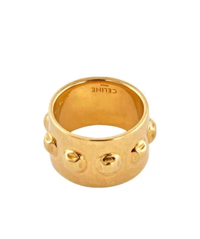 Celine Decorated Brass Ring In Yellow
