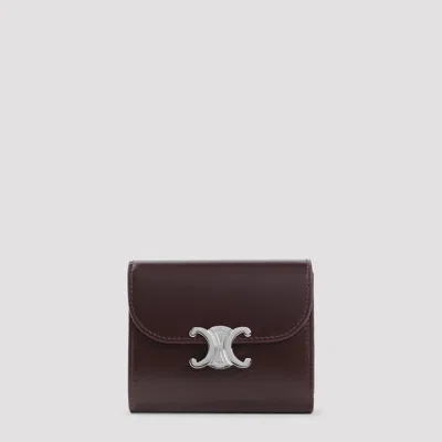Celine Deep Burgundy Leather Small Flap Wallet