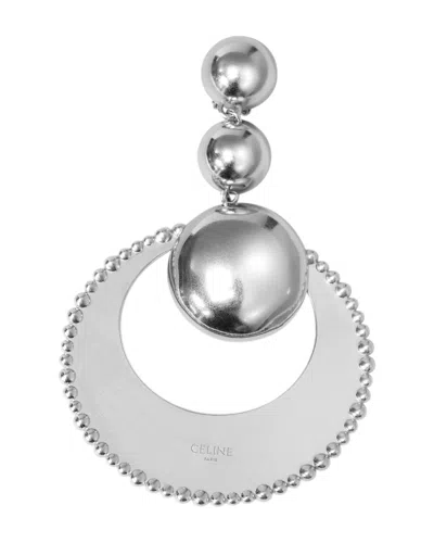 Celine Defilé Flat Earrings In Sterling Silver In Black