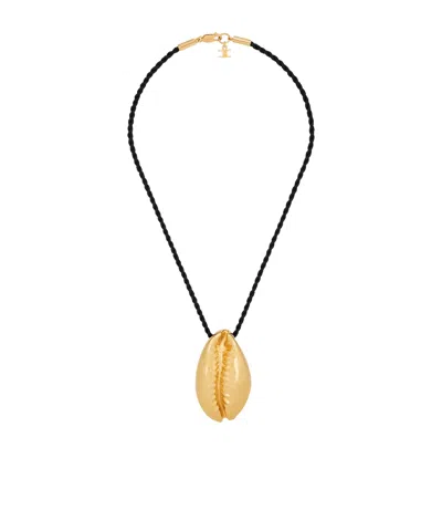 Celine Défilé Shell Necklace In Brass With Gold Finish And Silk