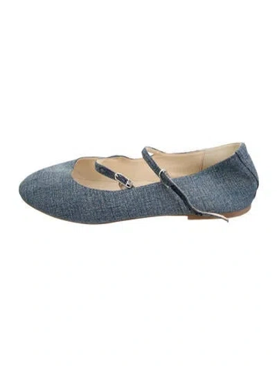 Pre-owned Celine Denim Ballet Flats In Blue