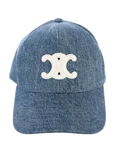Pre-owned Celine Denim Baseball Hat In Blue