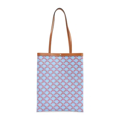 Celine Denim Blue Medium Flat Shopper In Multi