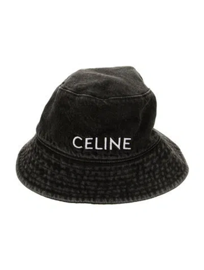 Pre-owned Celine Denim Bucket Hat In Black