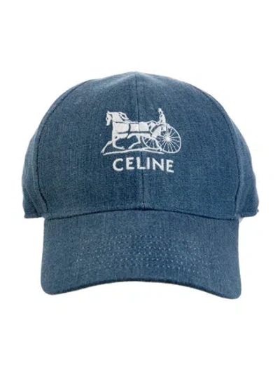 Pre-owned Celine Denim Carriage Baseball Cap In Blue