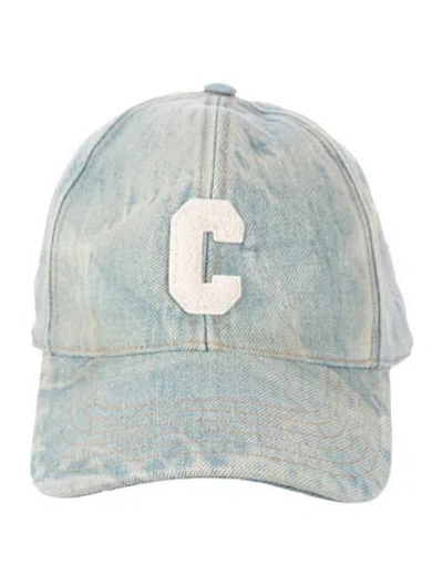 Pre-owned Celine Denim Embroidered Baseball Cap In Blue