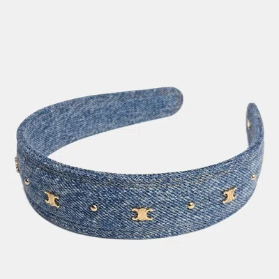 Pre-owned Celine Denim Headband In Blue