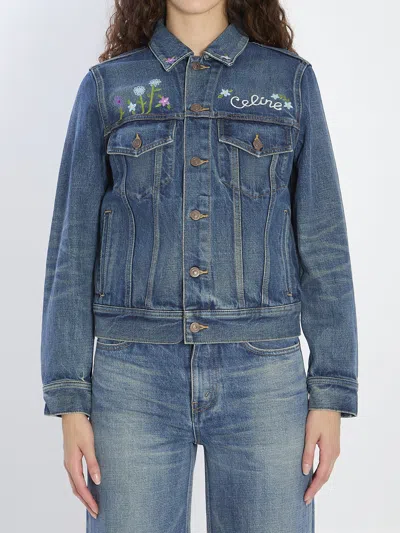 Celine Vintage Inspired Denim Jacket Pockets In Blue