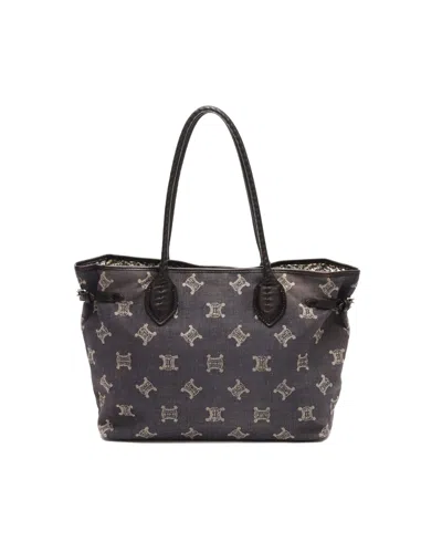 Pre-owned Celine Céline Denim Macadam Tote Bag In Grey