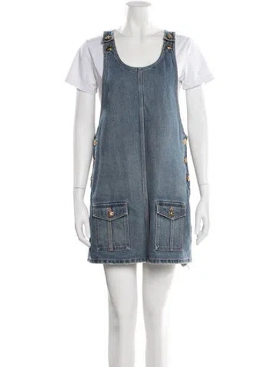 Pre-owned Celine Denim Mini Dress In Blue