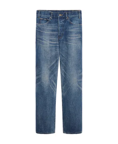 Celine Denim Poly Jeans In Blue