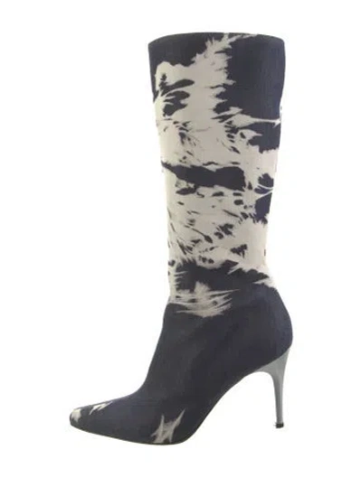Pre-owned Celine Denim Printed Sock Boots In Blue