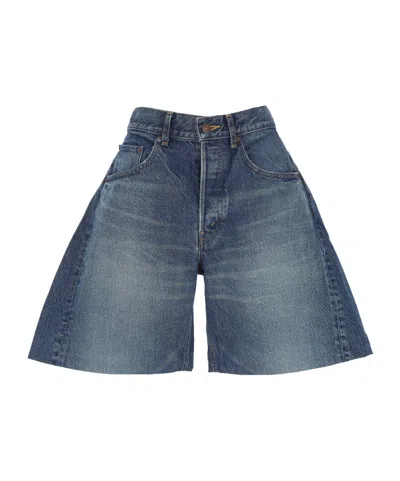 Celine Denim Shorts With Belt Loops In Blue