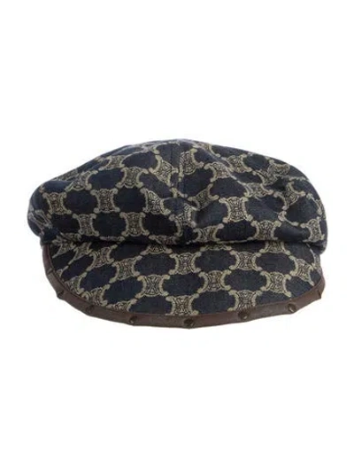 Pre-owned Celine Denim Triomphe Flat Cap In Blue