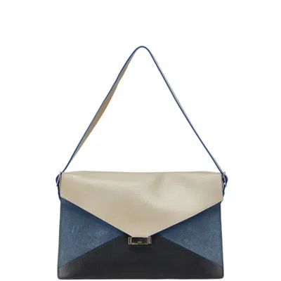 Pre-owned Celine Diamond Beige Black Blue Shoulder Bag ()