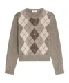 Celine Diamond Pattern Alpaca Cardigan In Nude
