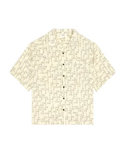 Celine Digital Printing Viscose Loose Hawaiian Shirt In White