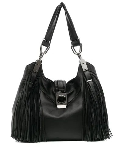 Pre-owned Celine Dimitri Fringed Tote Bag In Black