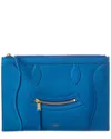 Celine Dnu Inv  Medium Leather Card Case In Blue