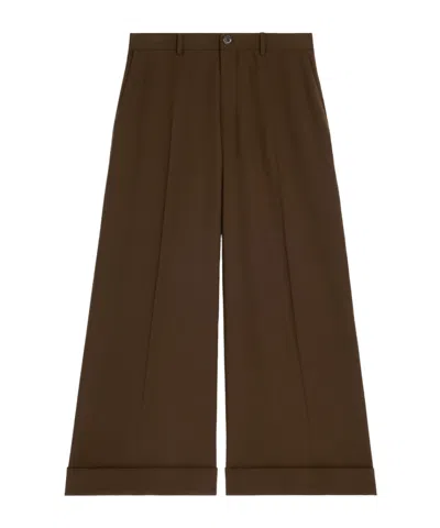 Celine Docks Trousers In Stretch Wool Gabardine In Brown