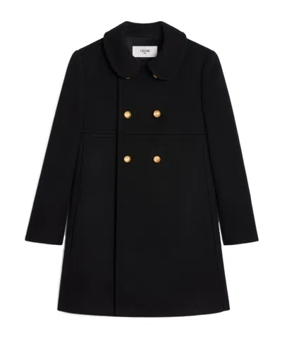 Celine Double-breasted Cashmere Coat In Black
