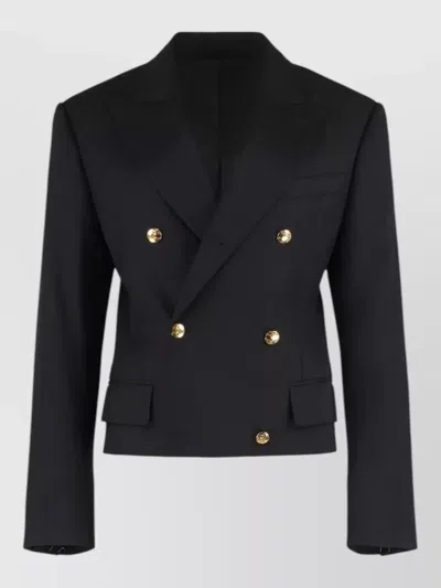 Celine Double Breasted Jacket Gold Tone Buttons In Black