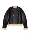 Celine Double-breasted Shearling Bomber Jacket In Black