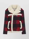 Celine Double-breasted Shearling Collar Check Jacket In Multi