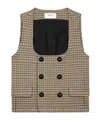 Celine Double-breasted Vest In Houndstooth Wool In Nude