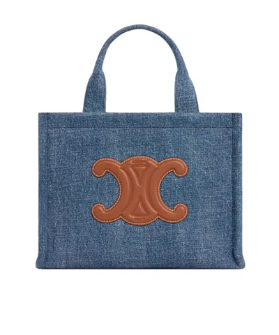 Celine Double Handle Shoulder Bag In Blue