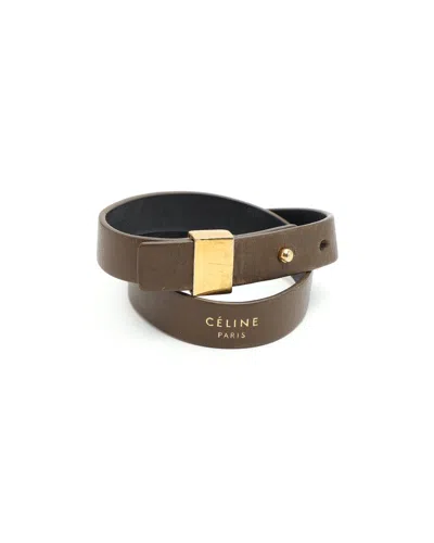 Celine Céline Double Leather Bracelet In Green