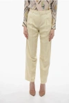 CELINE DOUBLE-PLEATED SILK CHINOS PANTS WITH SIDE SATIN BANDS