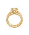 Celine Double Ring Brass Ring In Yellow
