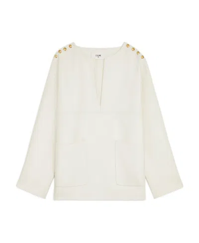 Celine Double-sided Cashmere Jacket In White