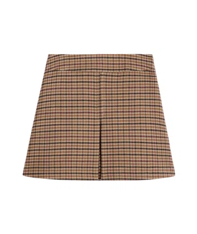 CELINE TRAPEZE MINI SKIRT IN DOUBLE FACE CHECK WOOL