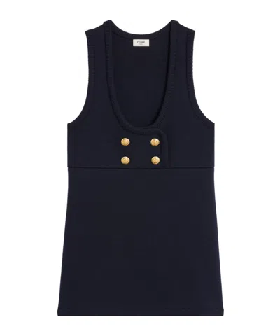 Celine Double-sided Wool Girdle Mini Dress In Black