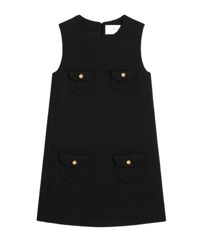 Celine Double-sided Wool Knitted Miniskirt In Black
