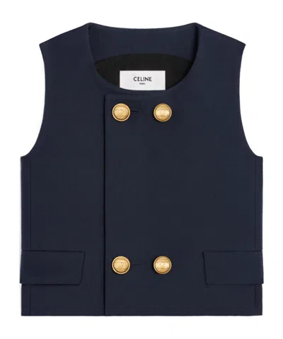 Celine Double-sided Wool Twill Vest In Black