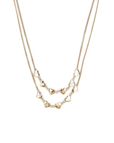 Pre-owned Celine Céline Double Strand Heart Necklace In Gold