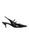 Celine Double Strap Mary Jane Slingback In Patent Calfskin In Black