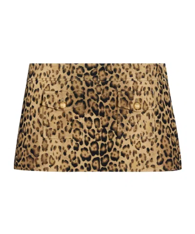 Celine Double Wool Mini Skirt In Nude