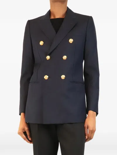 Pre-owned Celine Double-breasted Jacket In Blue