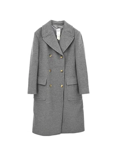 Pre-owned Celine Double-breasted Long-sleeve Coat In Grey