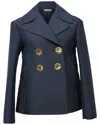 Celine Double-breasted Peacoat In Blue